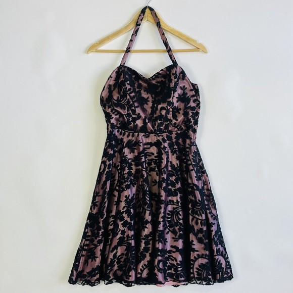 Betsey Johnson‎ Y2K Black Lace Pink Liner Strapless Dress Women Junior 6 NEW NWT - Picture 1 of 11